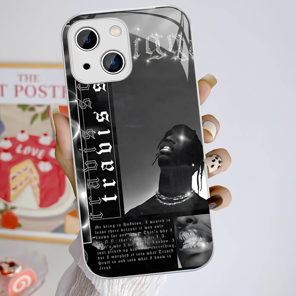 Чехол из закаленного стекла с изображением Трэвиса Скотта для iPhone 14 13 12 Mini 11 Pro XS Max X XR 14 Plus