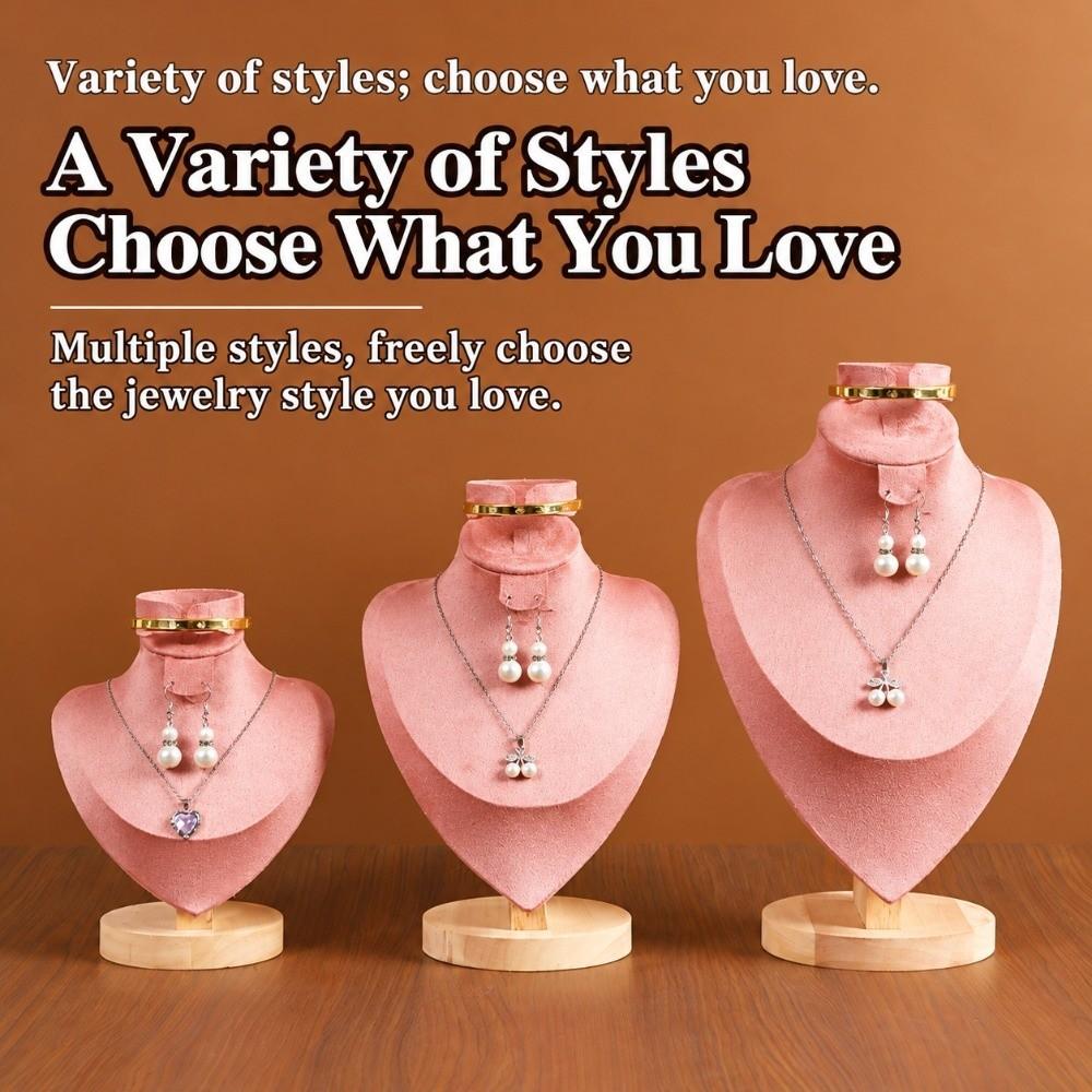 Velvet Surface Jewelry Display Bust 3 In 1 Design Bust Display Holder Necklace Display