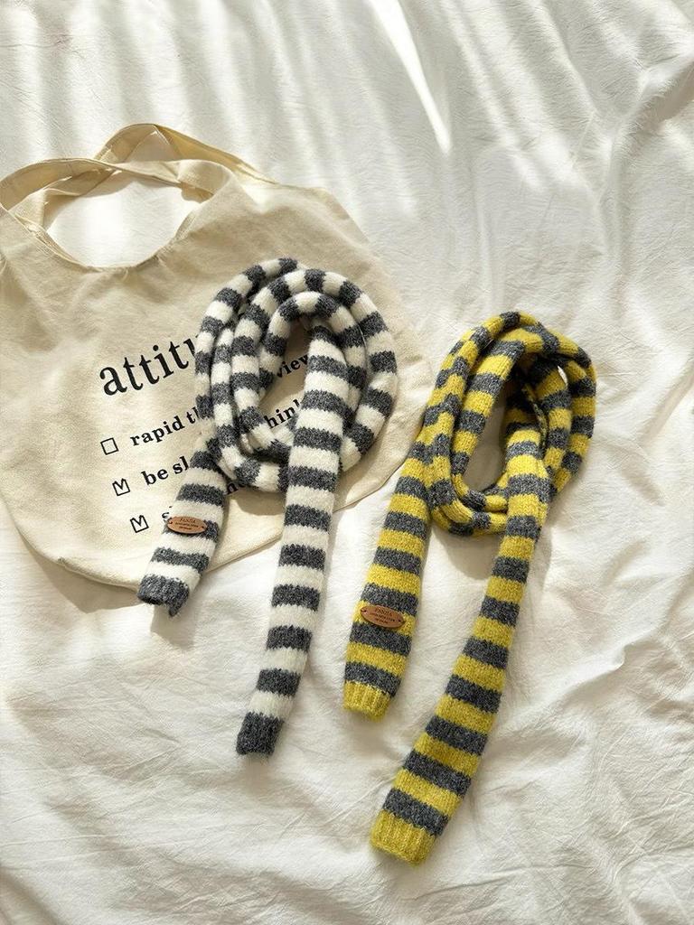 Korean Y2K Color Block Wool Blend Scarf - Versatile & Stylish for Women