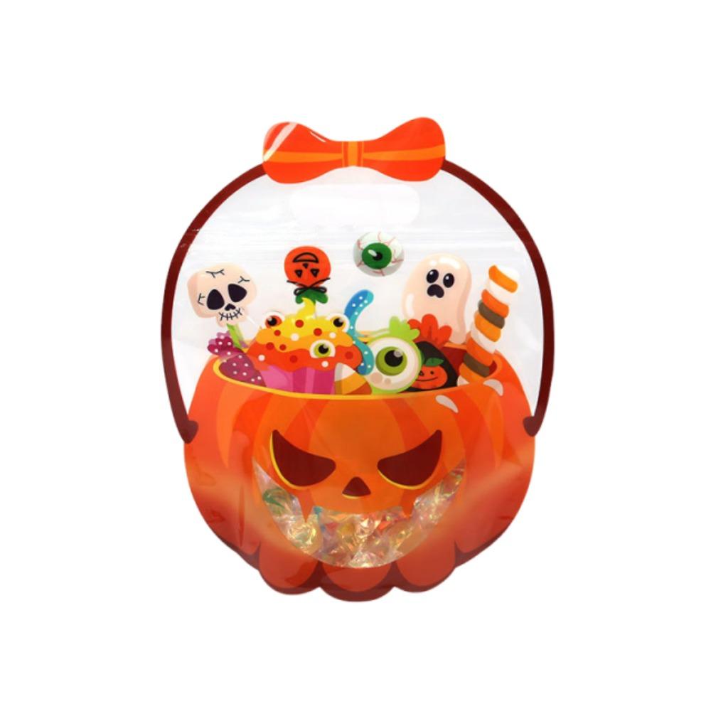 10Pcs Cartoon Halloween Candy Bag Plastic Snacks Storage Bags Self Sealing Bags Trick or Treat