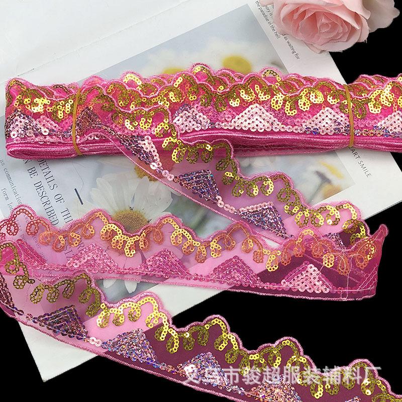 Готовая к использованию сетчатая занавеска с вышивкой пайетками и треугольной кромкой из пайеток