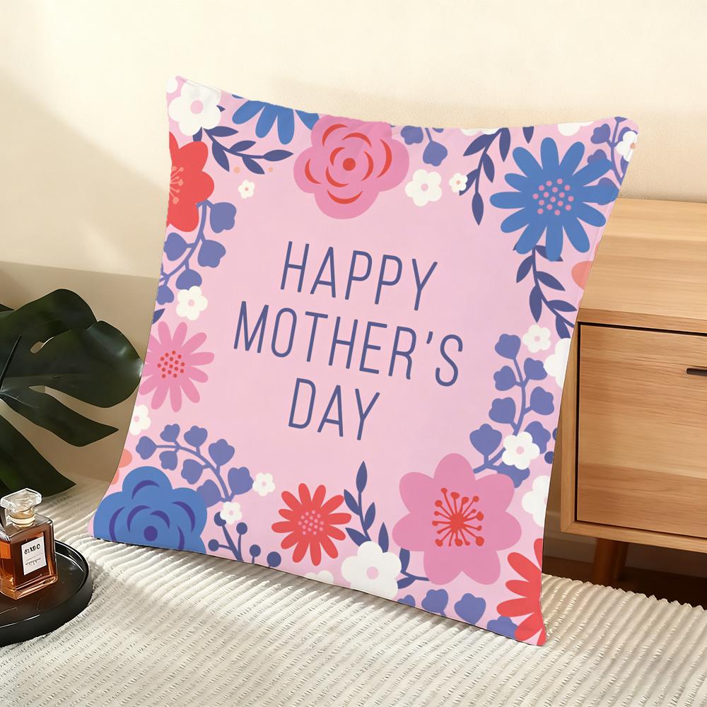 Happy Mother'S Day Cushion Cover Soft Short Plush Pillow Cover Smooth Cozy Texture Aesthetic Cushion Case Home Decor