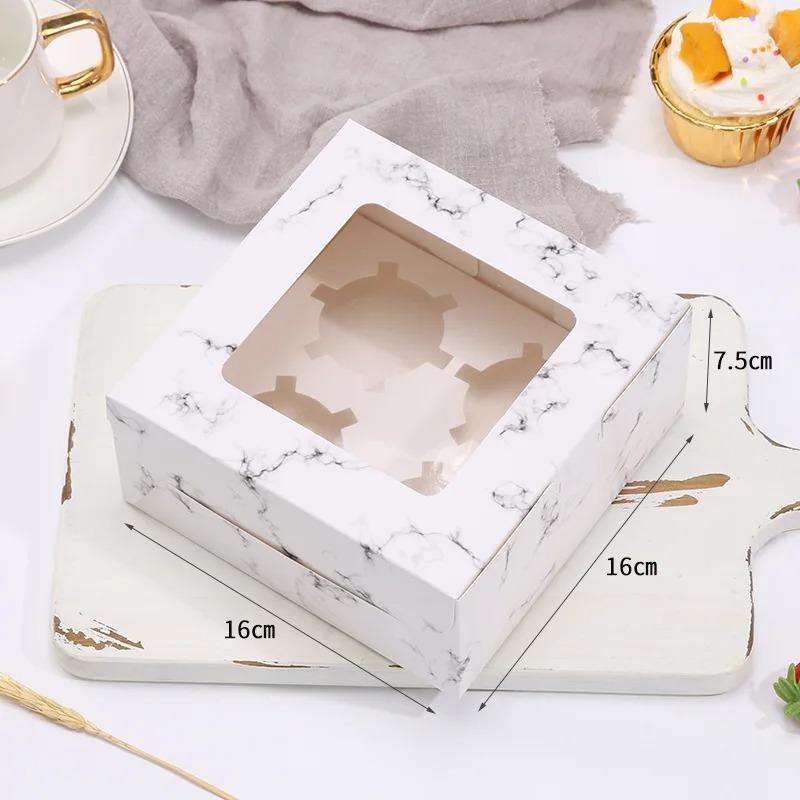 Cupcake Boxes with Inserts Cake Boxes with Clear Window Cake Holder Cupcake Carrier 2/4/6 Holes Muffin Boxes for Holidays