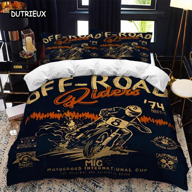 Комплект пододеяльников для кровати мотоциклиста, комплект королевского ситца, двойной размер, пододеяльник, комплект постельного белья, мягкий полиэстер, пододеяльник