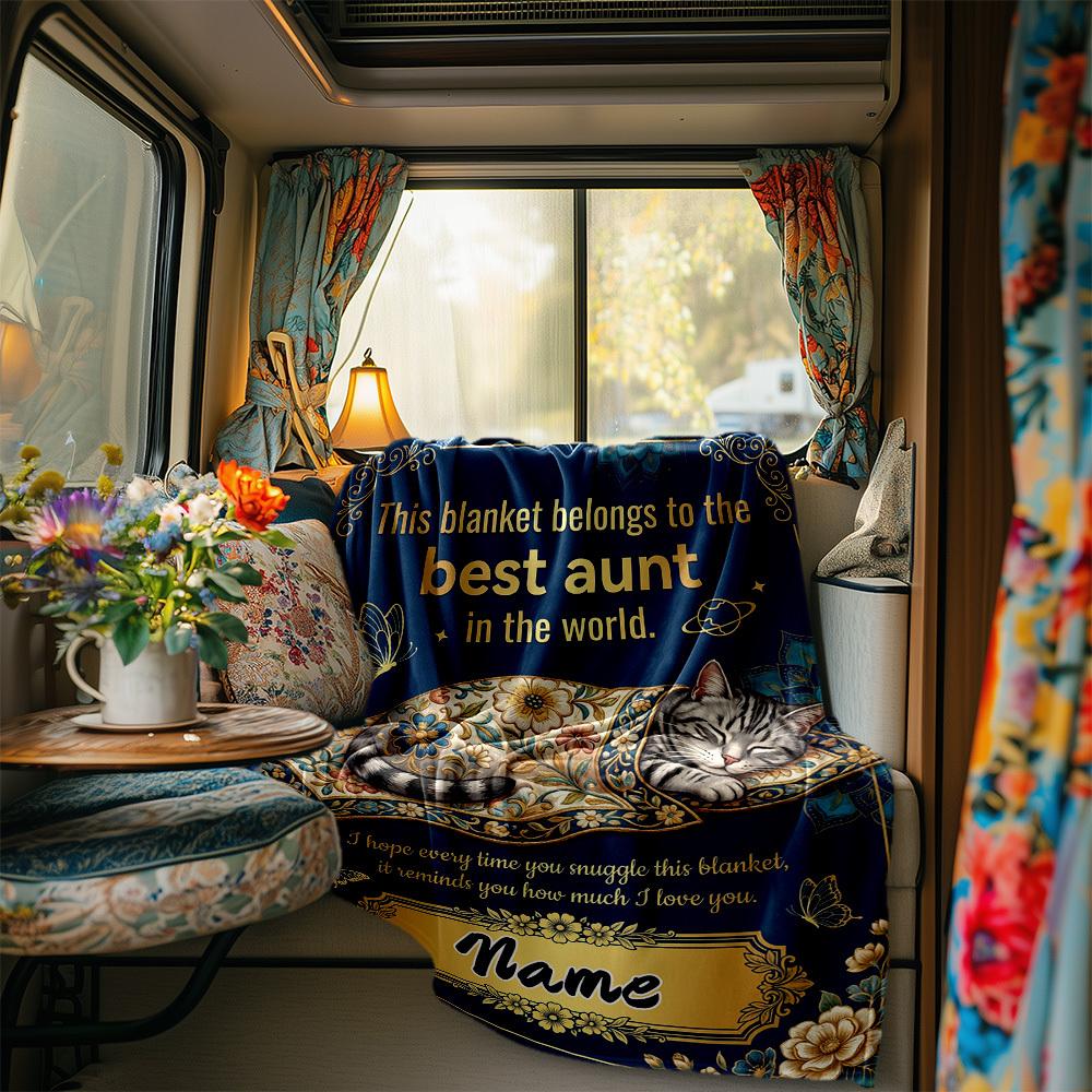 Best Aunt Blanket Love Blanket Personalized Name Soft Comfortable Stylish Blanket Car Blanket Perfect For Travel Camping Outdoor Home Suitable For All
