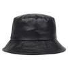 Bucket Hat Faux Leather Bucket Hats PU Leather Solid Top Men's and Women's Fashion Bucket Cap Panama Fisherman Caps