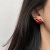 Новый модный дизайн, персонализированные винно-красные круглые универсальные геометрические серьги в форме сердца в форме сердца