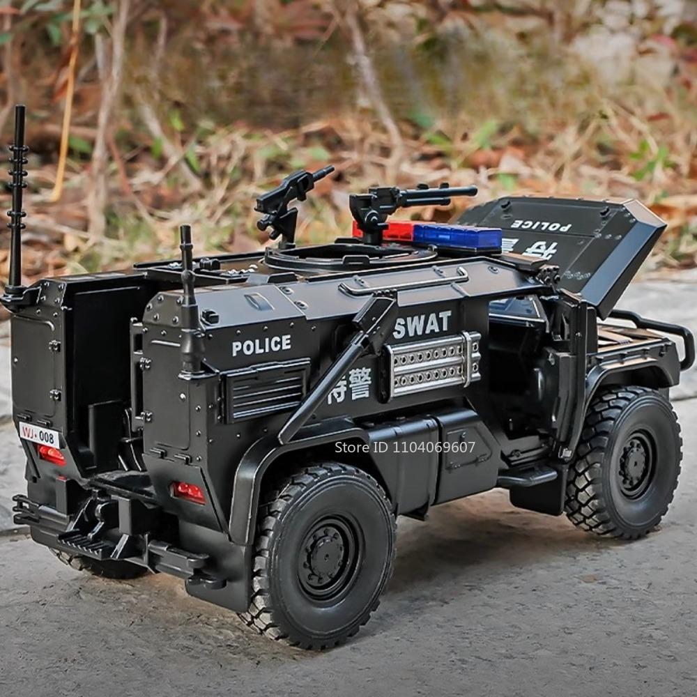 1:Масштаб 1:32 Модель-игрушка Бронированный полицейский автомобиль SWAT Металлическая литая машинка с механизмом обратного хода Амортизация Тяжелый грузовик Игрушки Звук Свет Подарок для детей