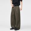 Mens Casual Wide-Leg Cargo Pants American Deconstruction Pleated Old Money Style Loose Trousers