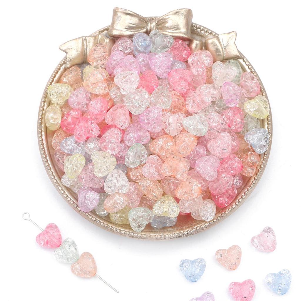 55/70Pcs Plastic Acrylic Heart Beads Fashion Loose Spacer Beads for Jewelry Making DIY Hairpin Earring Necklace Handmade