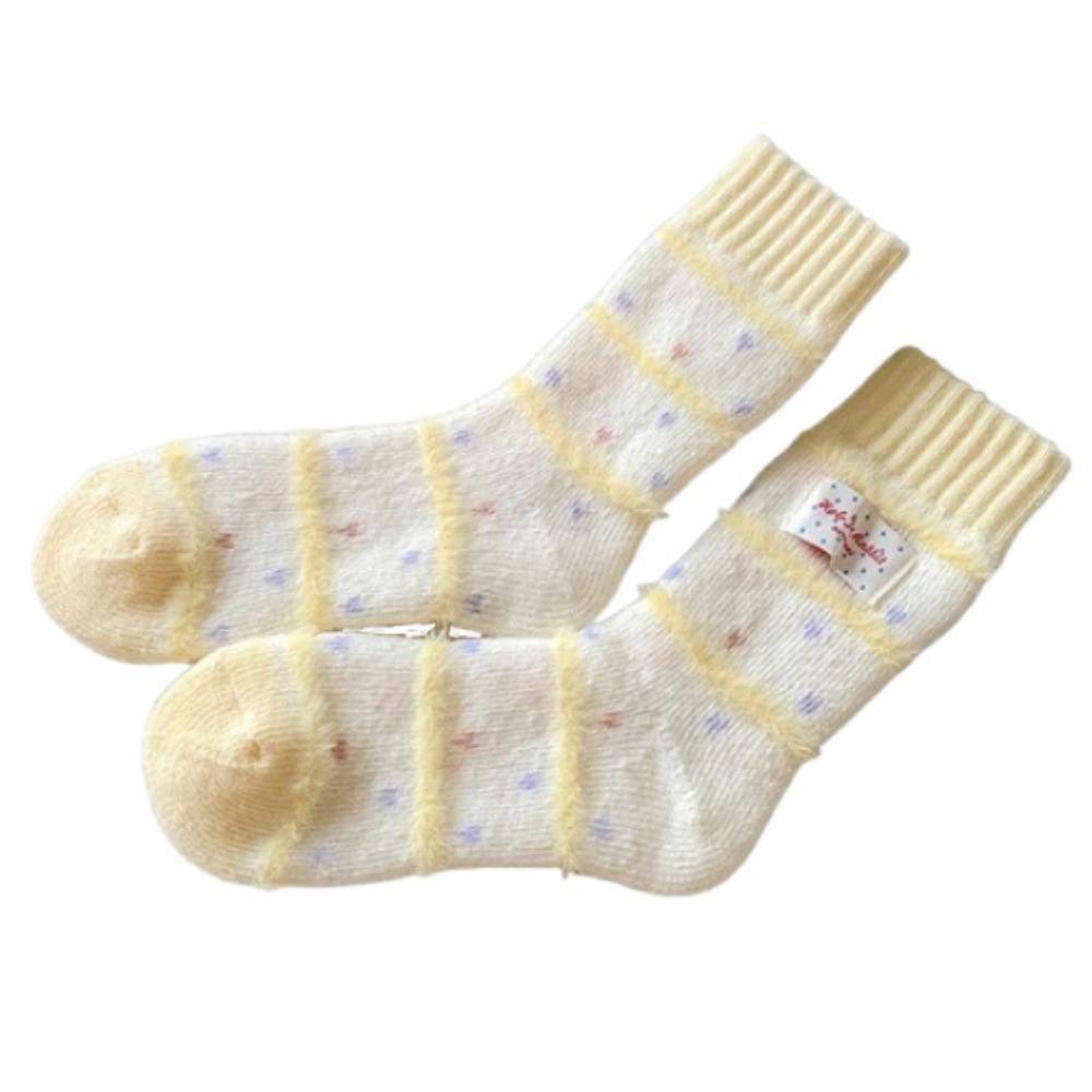 Absorb Sweat Mid Tube Socks Candy Color Thickened Floor Socks Korean Women's Socks Autumn Winter
