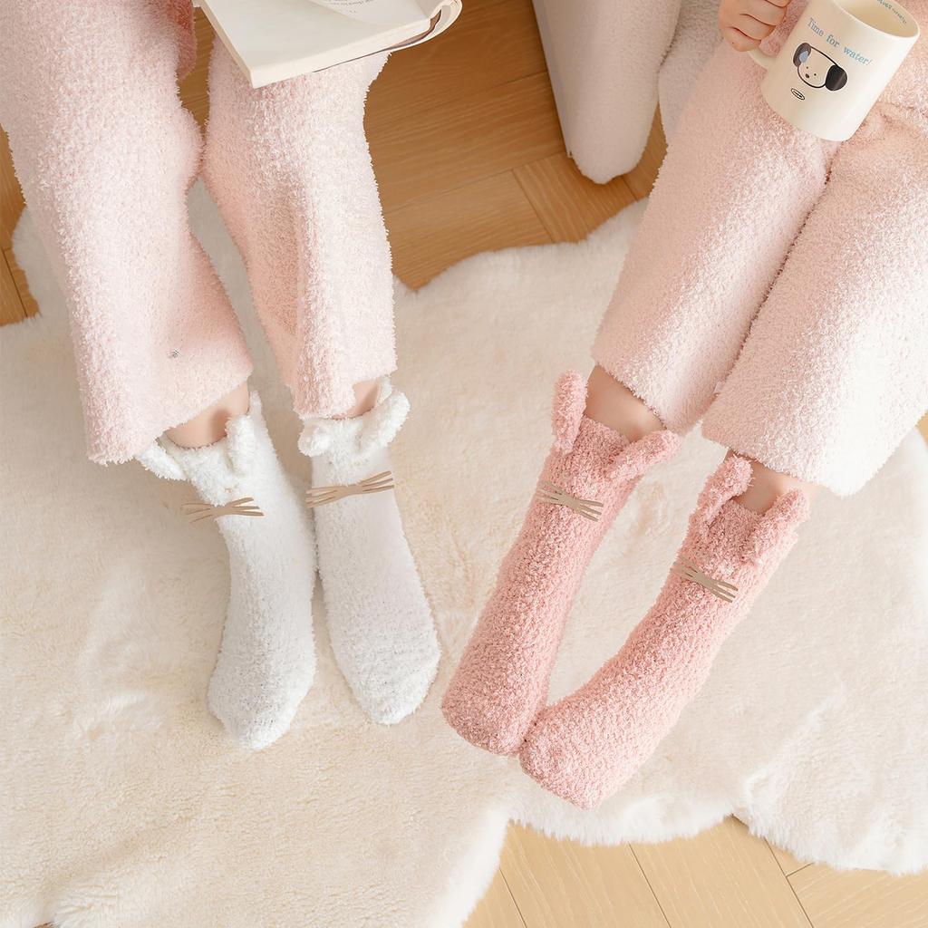 HAYAHARU Baby Thick and Warm for Loose Fluffy and Perfect for Cold Weather Baby Ages Socks, Kids' Socks, Non-Slip, Winter, Fit, Cute, Sleeping,