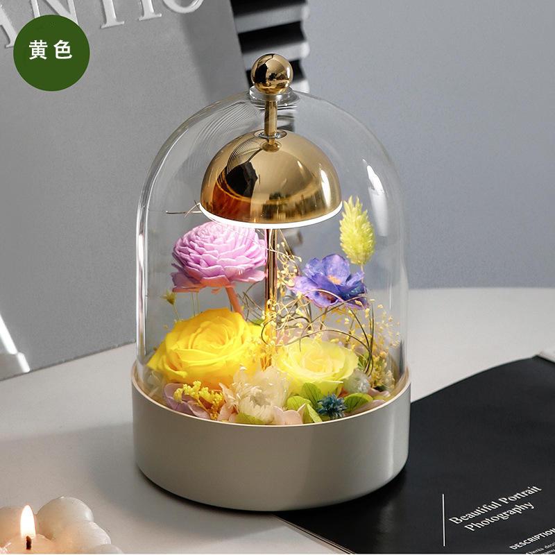 Yunnan wind chime eternal flower glass cover desk lamp bedside gift box ornament lamp night light bedroom warm gift