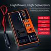 Автомобильный инвертор питания DC 12V/24V на 220V с USB PD быстрой зарядкой, 6 USB-портами и автоматическим отключением для безопасности