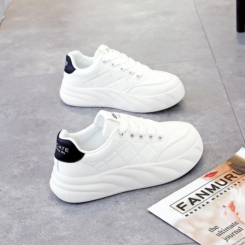 Spring 2025 Women's Sneakers: Versatile, Casual Korean Style Flat Sports Shoes In White A02