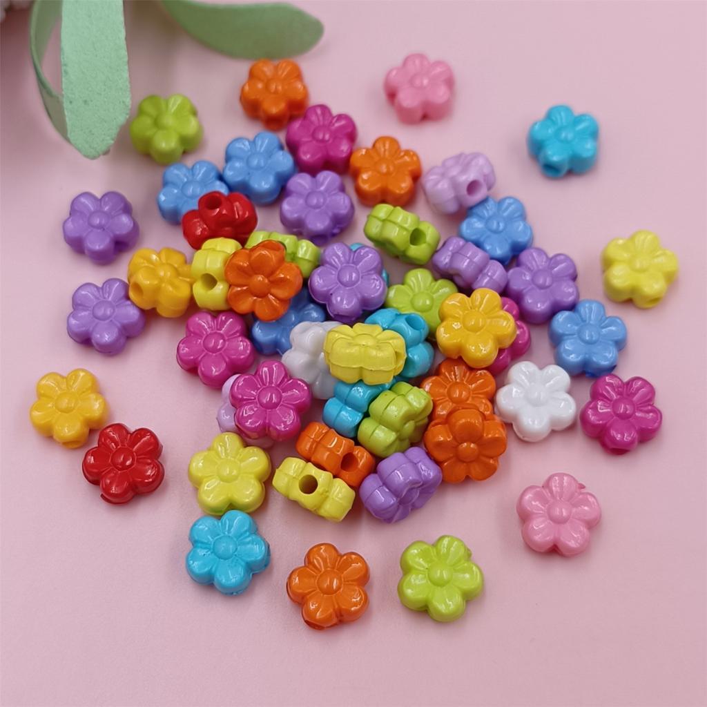 100 шт. 9 мм акриловые свободные бусины сплошной цвет DIY ювелирные аксессуары форма цветка ярких цветов ожерелье браслет кулон