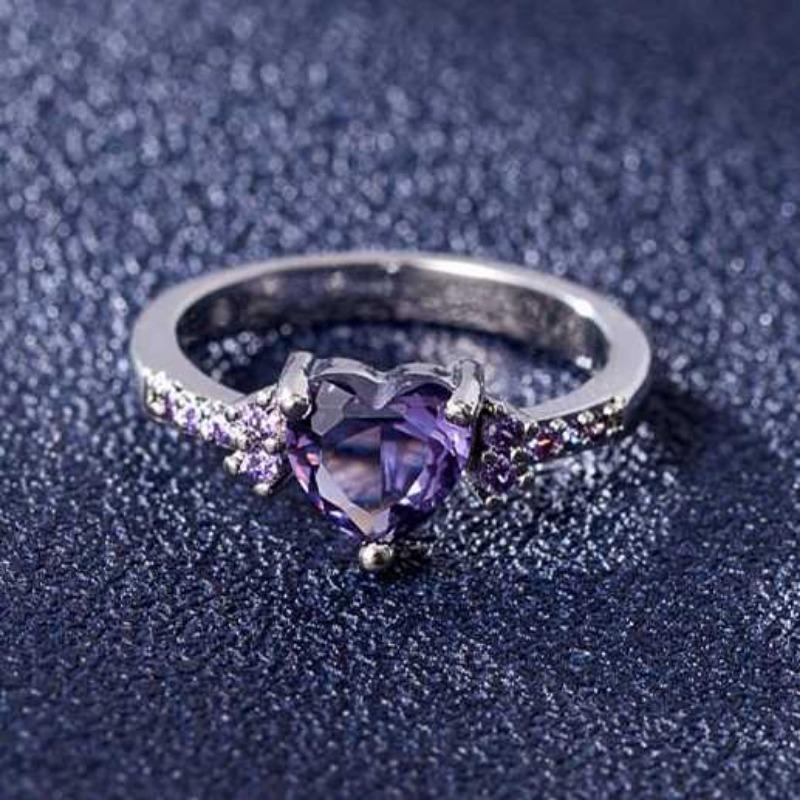 Sace Gems Классическое кольцо из медного сплава с фиолетовым цирконом, женские ювелирные изделия, свадебный подарок, вечеринка