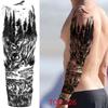 New 1 PC 480*170MM Super Large Compass Wolf Head Eye Fake Lion God Feather  Temporary Tattoo Sleeves For Men Women Tattoo Full Arm Tattoo Sticker