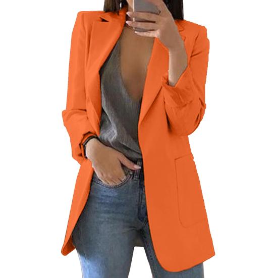 Women Suit Coat Lapel Long Sleeve Open Front Suit Jacket with Pockets Slim Fit Solid Color Business Office Lady Outwear