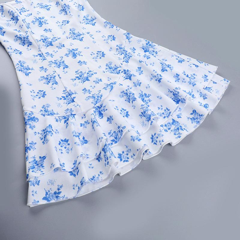 Осеннее женское платье на бедрах Fashion Ethos Slim-fit Print Top Dress A-swing