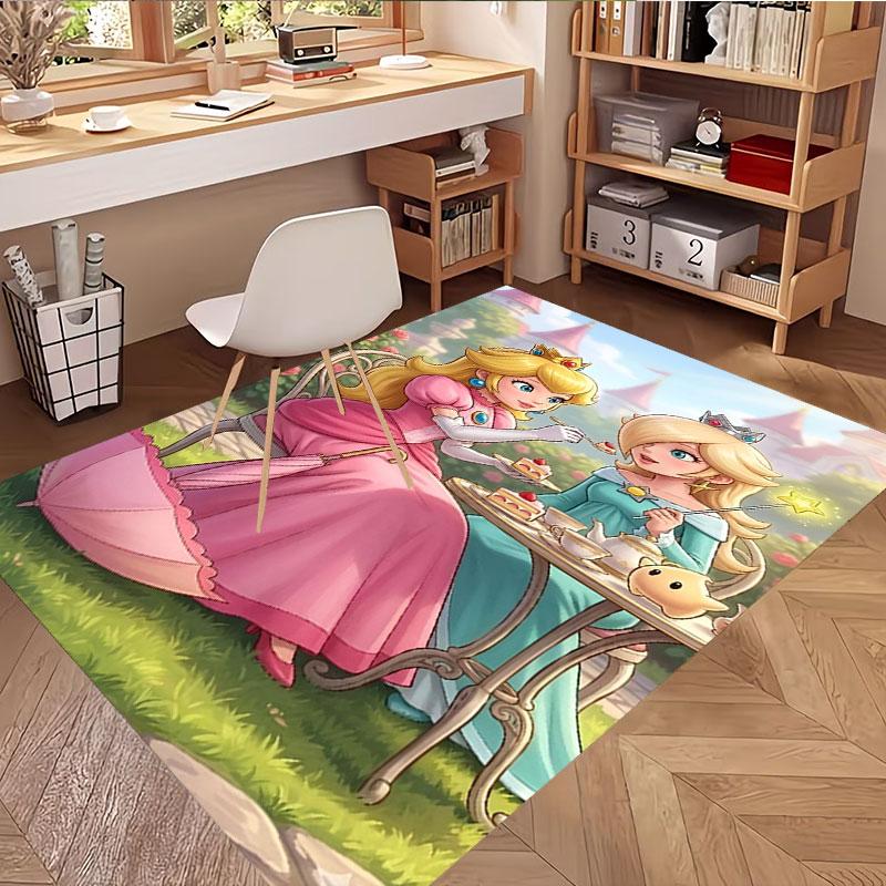 Princess Peach Toadstool Print Rug, Washable Floor Carpet, For Entryway Dorm Laundry Room Office Study, Home Decor Birthday Christmas Gift