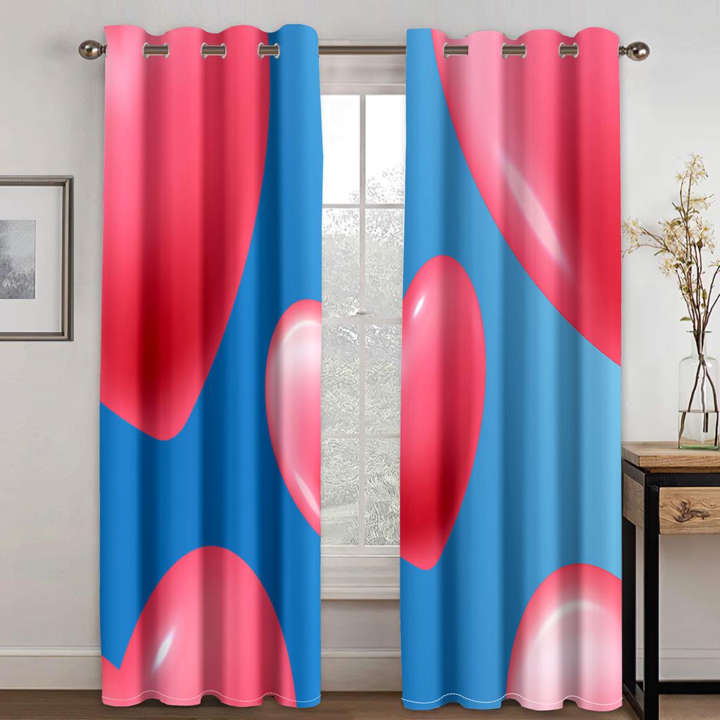 Valentine's Day Romantic Rose Love Curtains Wedding Decor Curtains 2 Panel Deluxe Living Room Bedroom Window Decor Curtains