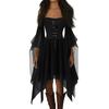Women Casual Plus Size Cold Shoulder Dress Solid Color Chiffon Butterfly Sleeve Gothic Dress