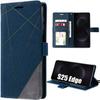 Protective Case - BOOLING - for Samsung Galaxy S25 Edge - Navy Blue PU Leather - Anti-Scratch - 360 Degree