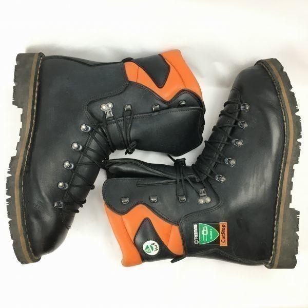 TREEME Forestry Protective Boots Made in Italy Leather Steel Toe Size 44 (Approx. 28.028.5cm) Black Work Leather/Forestry Civil Engineering(USED)