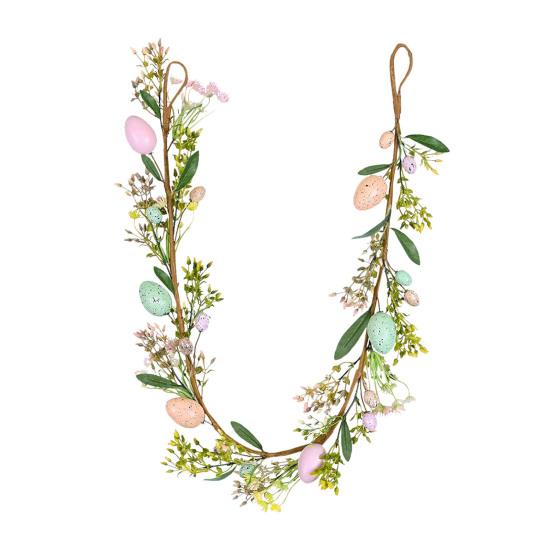 Пасхальная гирлянда Искусственная гирлянда с яйцами, ушками ягненка, листьями для весеннего камина, окна, стены, интерьера, улицы