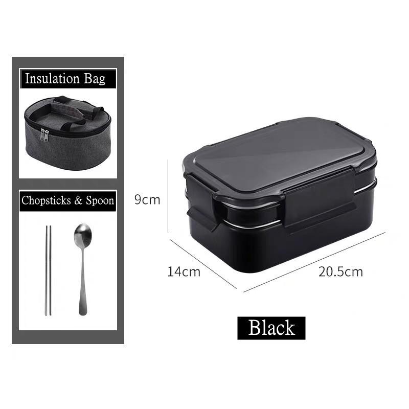 1000 мл двухслойный ланч-бокс из нержавеющей стали 304 с изоляционным мешком, герметичный термоконтейнер для еды для взрослых и студентов