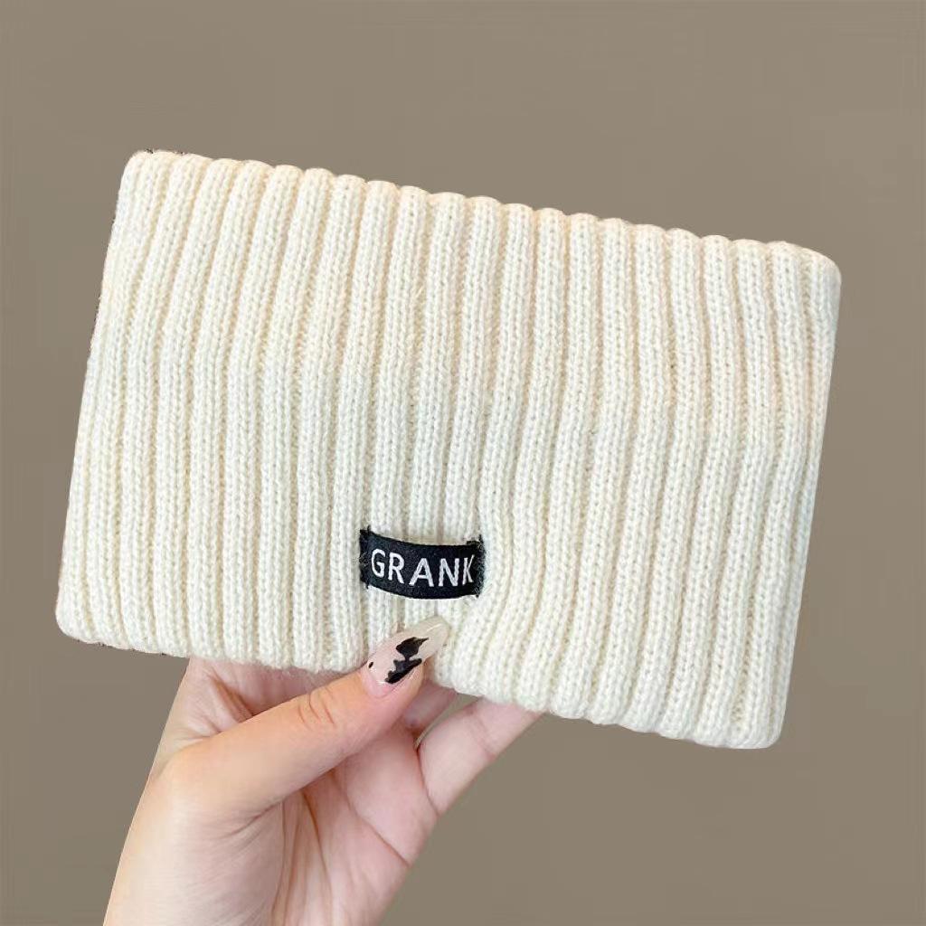 Winter new Korean version wool scarf solid color high-end embroidery knitted versatile warm windproof scarf women's cold protection