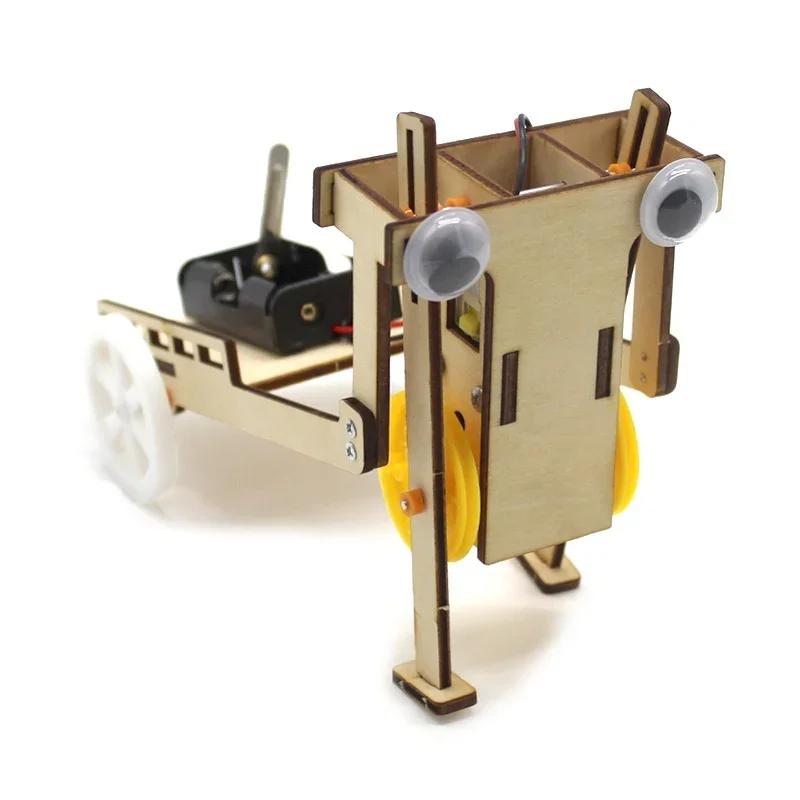 DIY робот тянуть тележку Материал Пакет Научная модель игрушка G175