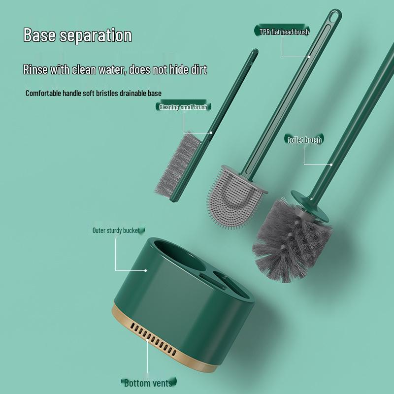 Настенный набор 3-в-1 для туалетной щетки с подставкой для слива – Щетка для чистки без мертвых зон