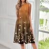 Women's Fashionable Round Neck Sleeveless Printed Casual Pullover Mid Length Dress