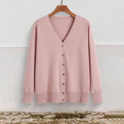 Женский вязаный кардиган, куртка на пуговицах с V-образным вырезом и длинным рукавом, повседневный свитер, однотонный кардиган с ребристой отделкой, верхняя одежда