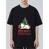 Christmas T-Shirt Black White Dog and Christmas Tree with Gifts Merry Christmas Print Holiday Party Casual Wear