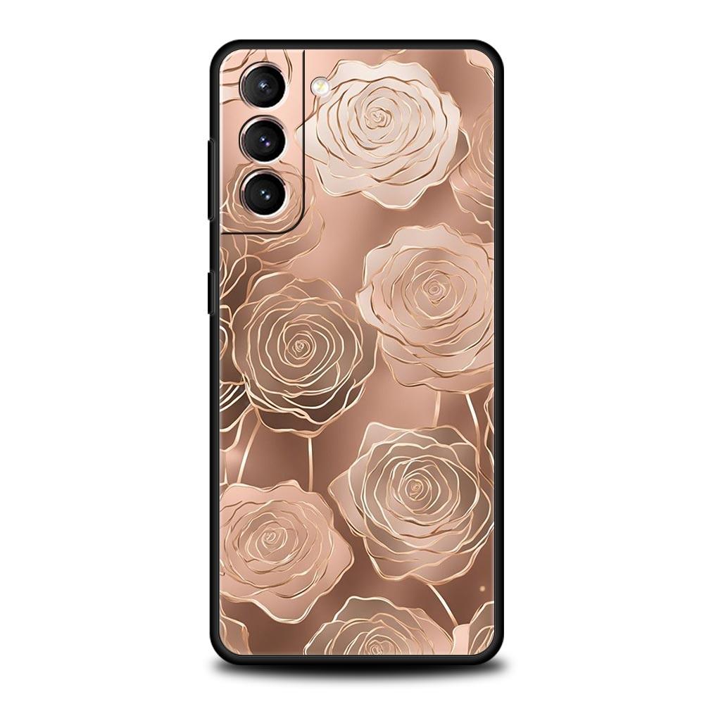 Красивый арт-чехол цвета розового золота для Samsung Galaxy S24 S23 S22 S20 Ultra S21 FE 5G S10 S9 Plus S10E S8 Мягкий силиконовый чехол