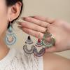 Серьги-гвоздики в этническом стиле, ретро-бохо, с цветным бирюзовым декором, серьги-капли с бахромой, серьги с экзотической индивидуальностью, нишевые серьги