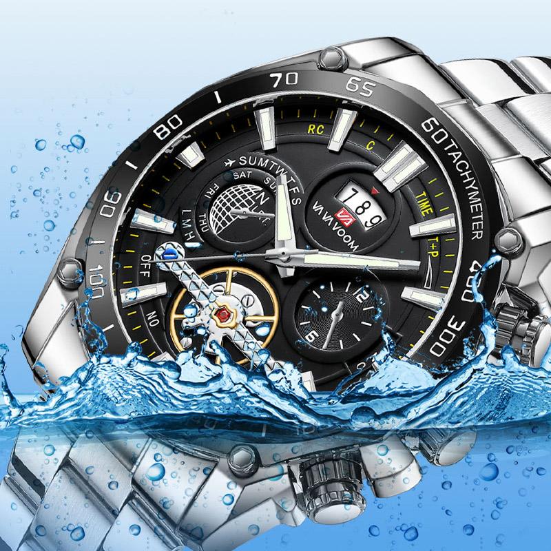 VA VA VOOM Brand Classic Mens Retro Watches Automatic Mechanical Watch Tourbillon Clock Genuine Leather Waterproof Military Wristwatch