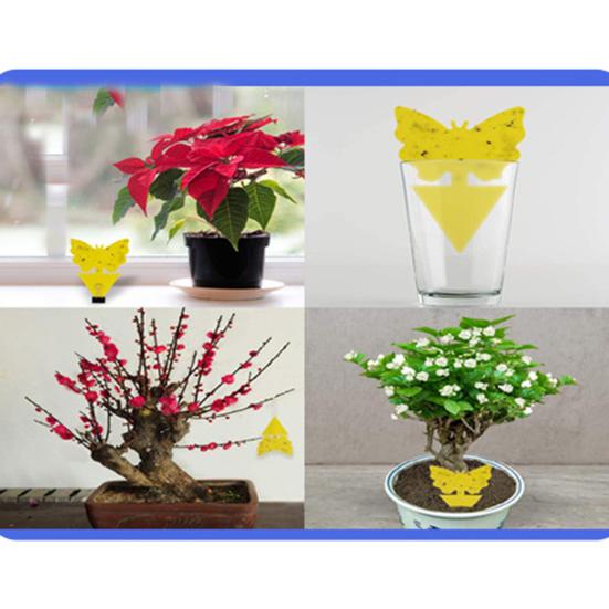 5 шт., ловушка для мух, липкая двусторонняя сильная липкость, желтая ловушка для мух в форме бабочки, бумажная липкая доска для тли и сада