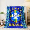 Blue and green leopard print background with a Brazil CBF emblem. for all seasons blanket lunch break throw gift