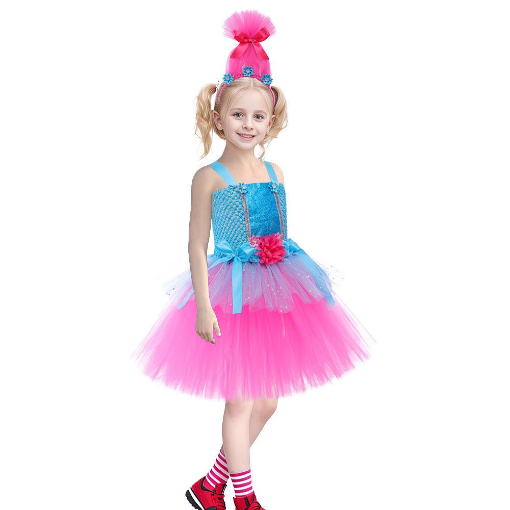 Детский Девочки Аниме Мультфильм Сетка Пачка Платье Головной Убор Комплект Дети Хэллоуин Косплей Костюмы Ребенок Притворись Принцесса Вечеринка Ролевая Игра Наряд