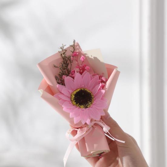 Мини-букет из искусственных мыльных цветов, композиция из искусственных гвоздик/подсолнухов и гипсофилы, подарки на День святого Валентина для женщин, лучшей подруги, девушки
