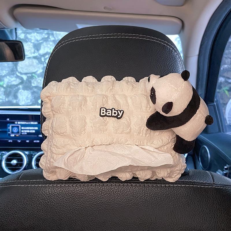 Милая мультяшная кукла панда Автомобильный держатель для салфеток Подвесной органайзер для бумаги на подголовник сиденья, подлокотник