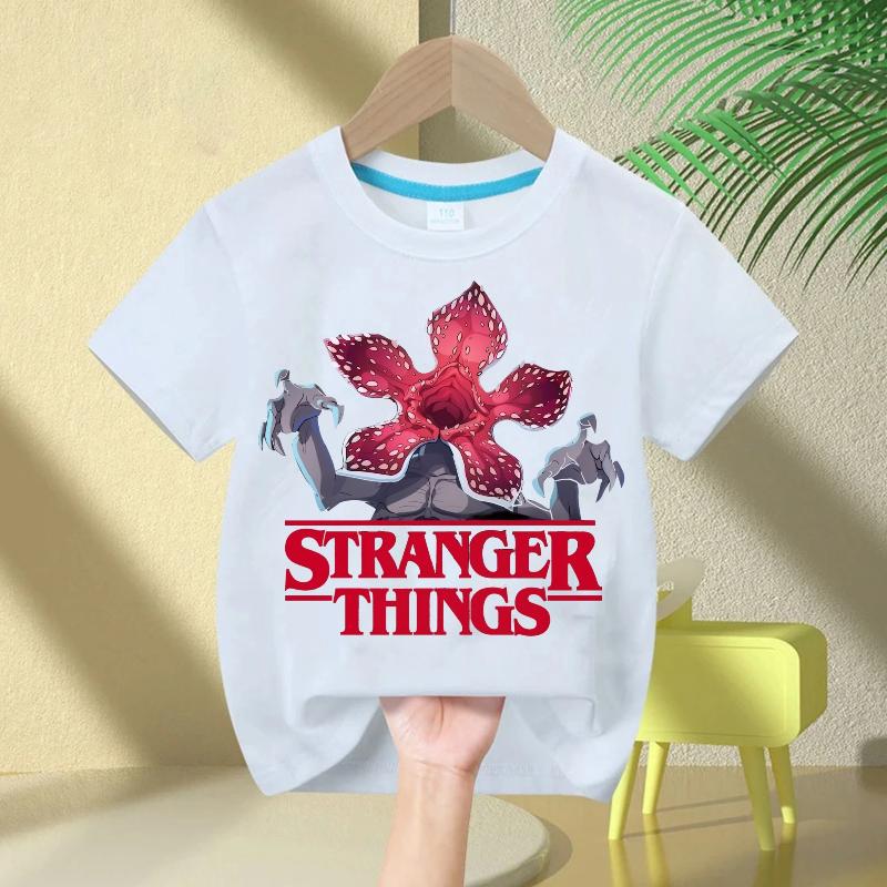 Детская футболка из 100% хлопка, роскошная, Stranger Things, Демогоргон, с графическим принтом, с коротким рукавом, элегантная, повседневная, летняя футболка, топы