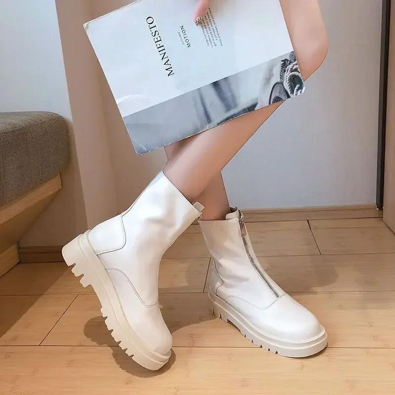 Элегантные туфли на среднем каблуке Тренд 2025 Женские короткие туфли Новинка Ботильоны для женщин по акции Высокое качество Модные зимние ботильоны