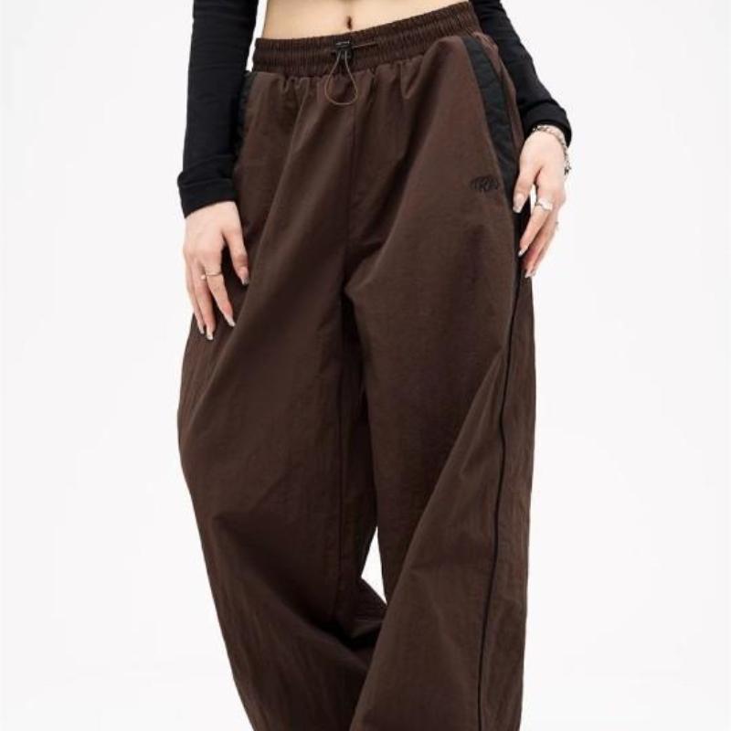 European and American Foreign Trade Spring and Autumn Fashion Personality Niche Street Women's Clothing Elastic High Waist Loose Sports Wide Leg Pants