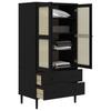 SENJA Wardrobe with Rattan Style Finish Black 90 x 55 x 175 cm