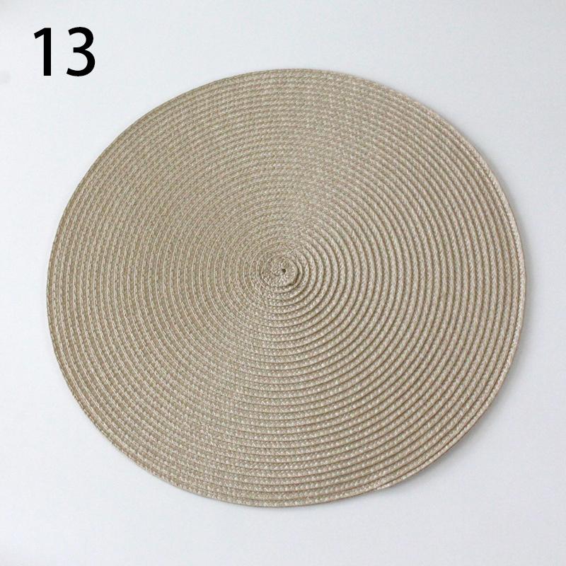 Round Placemats For Dining Table Coaster Heat-Resistant Placemats Stain Resistant Anti-Skid Washable Cotton Woven Tableware Mat